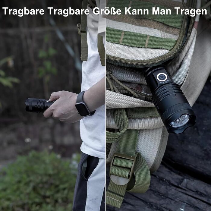 Тактичні ліхтарі Zeusfire 2 шт. 1000000 люмен, водонепроникні IPX6, 5 режимів, для кемпінгу, туризму, тактики, чорний