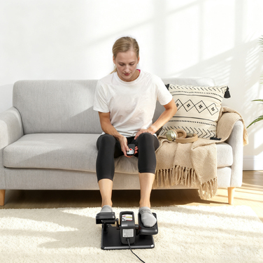 Електричний еліптичний тренажер, педальний пристрій з 12 регульованими рівнями швидкості, портативний, легкий, з пультом дистанційного керування, LED-дисплеєм, сталевим та пластиковим корпусом, чорного кольору.