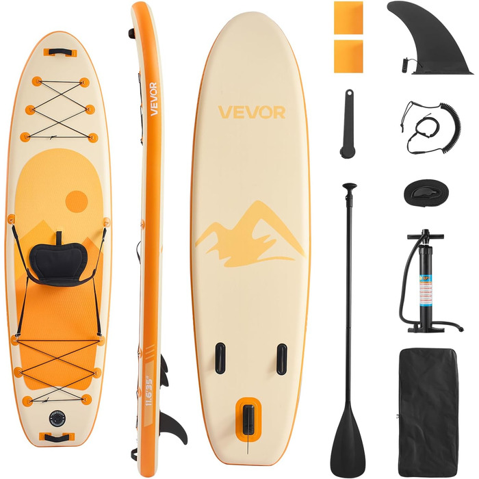 Надувний SUP VEVOR Stand Up Paddle Board (323/335см) з аксесуарами: насос, весло, рюкзак, ремнабір, кишенька для телефону. Підходить для дорослих та дітей.