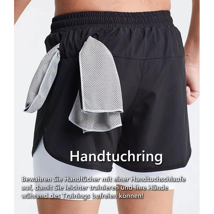 Шорти для бігу чоловічі 2 в 1, спортивні шорти для занять у залі, тренувань та марафону (хакі / з петлею для рушника, XXL)
