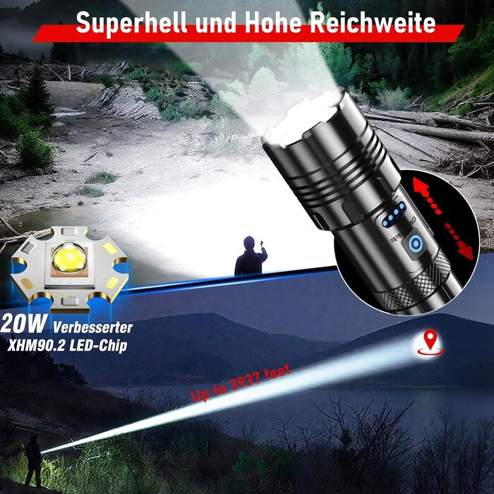Ліхтар Shadowhawk XHM90.2 LED 1000000 Люмен: Потужний, з COB прожектором, USB, 7 режимів, для кемпінгу та надзвичайних ситуацій