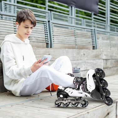 Дитячі ролики Kuxuan з підсвіткою, регульовані, для дівчаток та хлопчиків, розмір EU 31-35 (білі)