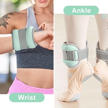 Ваги для ніг та рук, манжети для щиколоток та зап'ясть, 0,5 кг, синій, для пілатесу, йоги, ходьби, бігу, аеробіки (2 шт.)