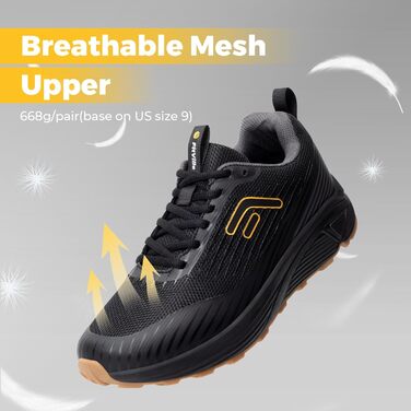 Кросівки для бігу FitVille для чоловіків, широка колодка (EU 50), чорні. Підходять для трейлраннінгу, бігу по дорогах, туризму та фітнесу. Легкі та зручні спортивні кросівки.