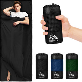 Спальний мішок туристичний бавовна, ультралегкий, для кемпінгу та піших прогулянок, з двостороннім замком, чорний