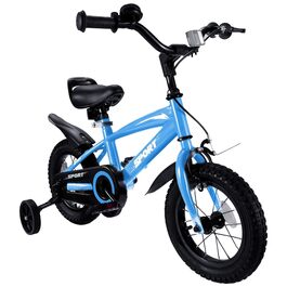 Дитячий велосипед BODIOO 12 дюймів з регульованим сидінням, гальмами, підставками, відбивачем та бризговиком, 84-97 см (Блакитний)
