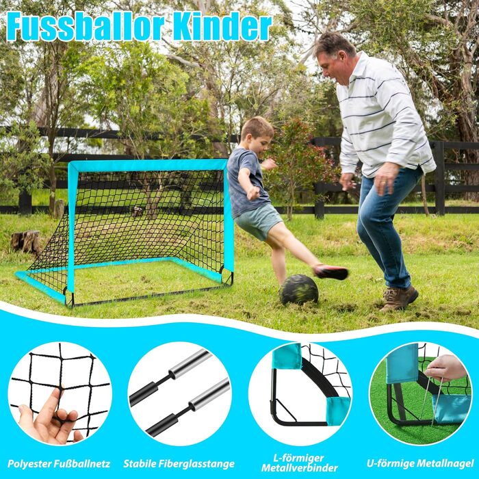 Ворота для футболу CATCHLUCK для дітей, 2 шт. у наборі, 100x80x80 см, блакитні
