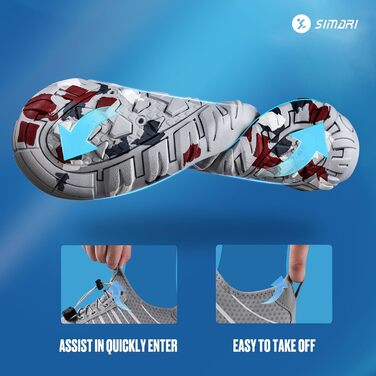 Водні черевики SIMARI WP001 для жінок та чоловіків, швидковисихаючі, для плавання, дайвінгу, серфінгу, йоги та відпочинку на природі, WP001, Lila (40 EU, 229 Gray)