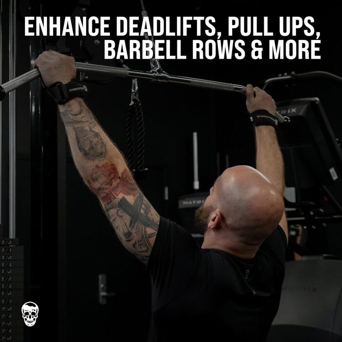 Набір для важкої атлетики Gymreapers: важезні ручки, підтримка зап'ястя, гумові рукавички/ремні, чорний, Medium