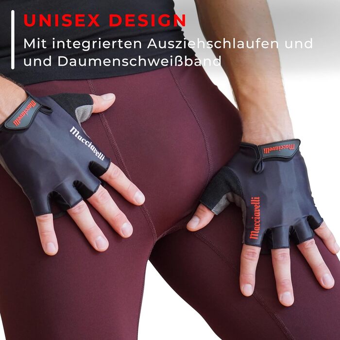 Велосипедні рукавички MACCIAVELLI - напівпальцеві, для MTB, шосе та Downhill, чорні