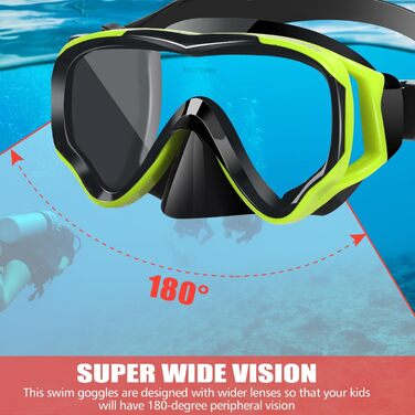 Набір для снорклінгу для дітей HIKOTEY, сухий сноркель, маска для снорклінгу з антизапотіваючим покриттям, водонепроникні затички для вух, набір для снорклінгу для хлопчиків (B1-Жовтий)