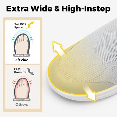 FitVille Кросівки Slip-on для жінок, широка колодка, для ходьби, дихаючі, легкі, спортивні, фітнес, джогінг, Outdoor, Gym, BriskWalk V3 (39 EU, сірий)