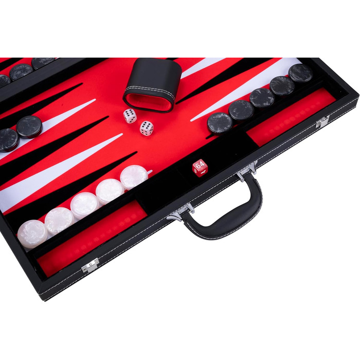 Набір для гри в нарди Engelhart Deluxe 54 см - високоякісні матеріали, нарди з кейсом, кубики та стаканчики