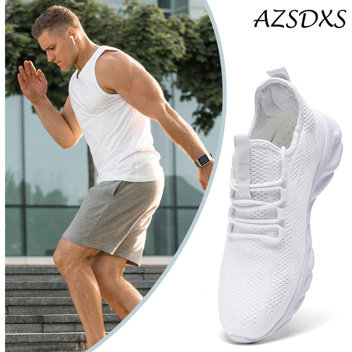 Чоловічі кросівки для бігу та занять спортом. Легкі дихаючі кросівки для тренувань, фітнесу та повсякденного носіння (43 EU, Білий 02)