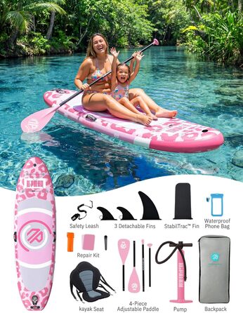 Надувний SUP Борд Niphean 305см з крилами балансу та міцним аксесуаром для дорослих, для йоги, Candy Leopard з StabilTrac