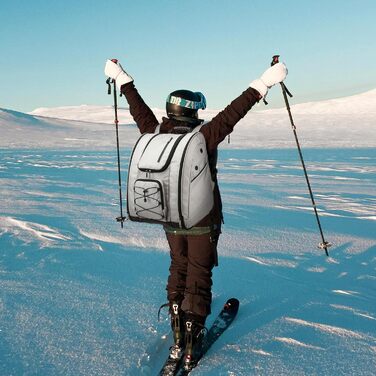 Чохол для лижних черевиків з рюкзачними лямками, рюкзак для лиж/сноуборду, сірий