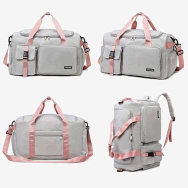 Спортивна сумка-рюкзак 2 в 1 на 42л з відділенням для взуття та мокрих речей, універсальна дорожня сумка для тренувань, плавання та подорожей (Сіра)