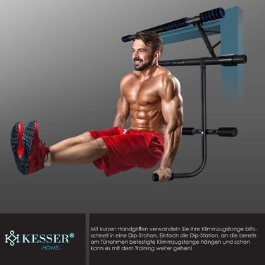 KESSER 4-в-1 Турнік преміум з DIP-станцією та Power Ropes, складаний турнік для дверей, без свердління, для дому та Crossfit
