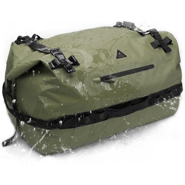Водонепроникний рюкзак Haimont 60L, RollTop, для пляжу, човнів, каяків, кемпінгу, риболовлі та мотоциклів (армійний зелений)