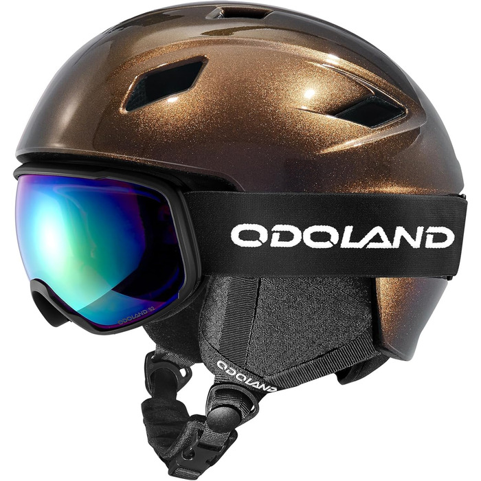 Шолом для сноуборду та гірських лиж Odoland з маскою, захист UV 400, L (59-63 см)