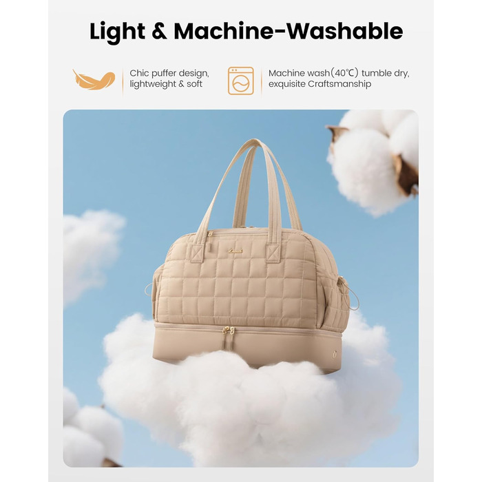 LOVEVOOK Сумка-валіза 35L, Легка дорожня сумка-шопер, Сумка для вихідних, Сумка для пологового будинку, Спортивна сумка, Чорна (L, A-khaki)