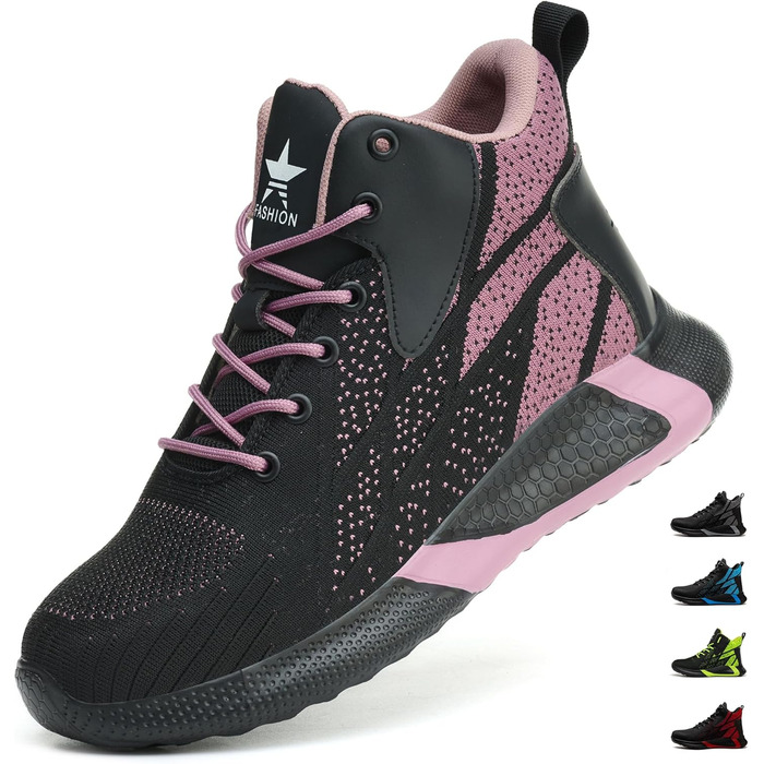 Легкі захисні черевики для чоловіків та жінок. Робочі черевики з металевим носком. Дихаючі, неслизькі, з металевим носком. Розміри 35-48 EU (37 EU, фіолетовий)