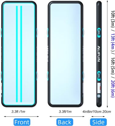 ALIFUN Килимок для гімнастики ALIFUN Air Matte Track - надувний, 2/3/4/6м, 10/20см, з насосом. Підходить для дому, фітнесу, тренувань, чирлідингу, басейну