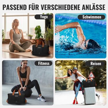 Спортивна сумка-рюкзак для чоловіків та жінок з відділенням для взуття та мокрих речей, велика місткість, легка, водонепроникна, чорна