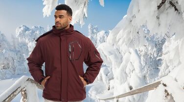 Чоловіча лижна куртка QPNGRP, водонепроникна, ізольована, зимова, 5 кишень на блискавці (XXL, Бордовий)