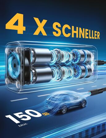 Електрична повітряна помпа Lamicall для велосипеда, авто, мотоцикла та м'ячів - 150PSI, з LED-ліхтариком (оновлена)