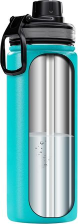 Термос пляшка Wessper 500 мл, нержавіюча сталь, герметична, BPA Free, 3 кришки, синя, для спорту, дітей і дорослих, кемпінг, велосипед, outdoor