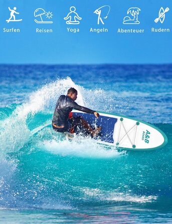 SUP дошка ABBOARD надувна 335 см для 2 осіб, блакитна - комплект з преміум аксесуарами, вантажопідйомність 200 кг