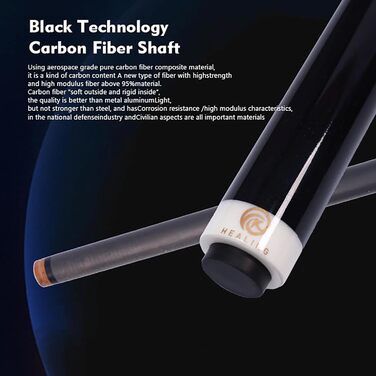 OKHEALING Професійний Більярдний Кіюк T700 з Карбону, 147 см, 12.4 мм, 8 зубців, для 8 та 9 куль