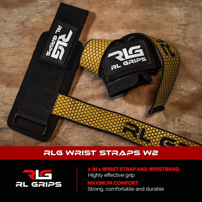 Лямки для підйому ваги RL Grips для станова та силового тренінгу з захистом зап'ясть, жовті