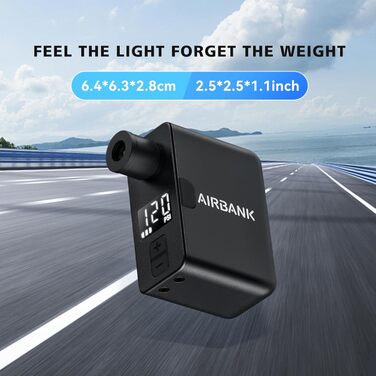 Електричний насос для велосипедів AIRBANK Pocket PRO, 120 PSI, портативний, міні-насос з акумулятором, для ніпелів Schrader і Presta