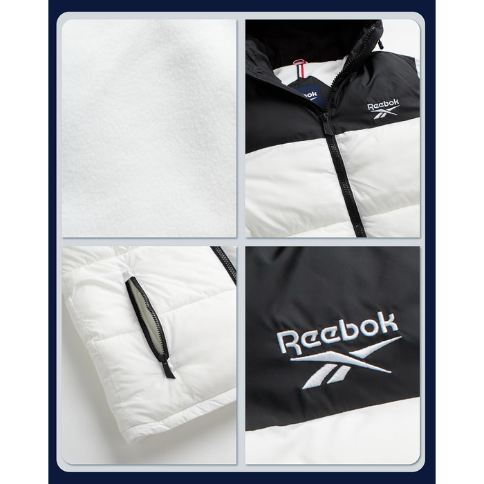 Куртка чоловіча Reebok Rbk Heavy Puffr V2, альтернатива пуху, оливковий/листя (S, чорний/білий)