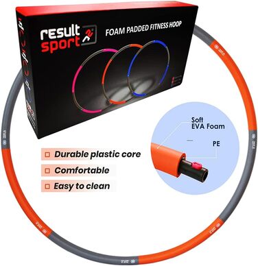 Обруч для фітнесу ResultSport 1,2 кг, 100 см, 8 секцій, знімний, для дорослих, обтяжений, тренування та фітнес вправи