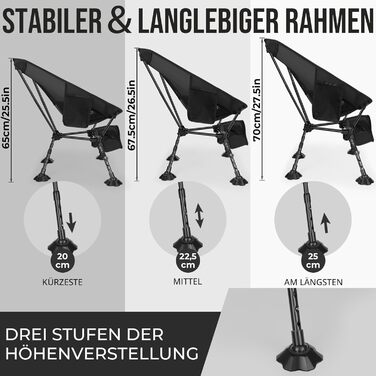 Складний туристичний стілець JONRRYIN для кемпінгу та відпочинку на природі: легкий, з кишенями та сіткою на спинці