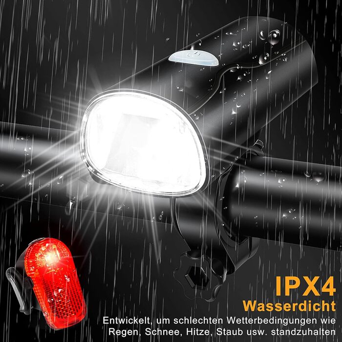 LED-велофара з заднім ліхтарем, комплект, водонепроникний, USB-зарядка, для дітей та дорослих