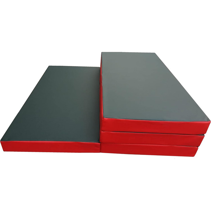 Складаний гімнастичний мат NiroSport 200x100x8 см, м'який, водонепроникний, для фітнесу, спорту, тренувань, гостьовий матрац, зелено-червоний