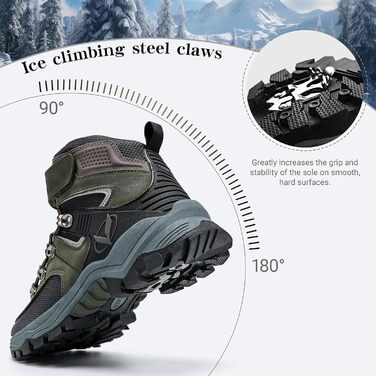 Зимові черевики для хлопчиків ASHION: снігоступи, черевики середньої висоти, утеплені, для піших прогулянок та трекінгу, бавовняні (35 EU, D Grün)