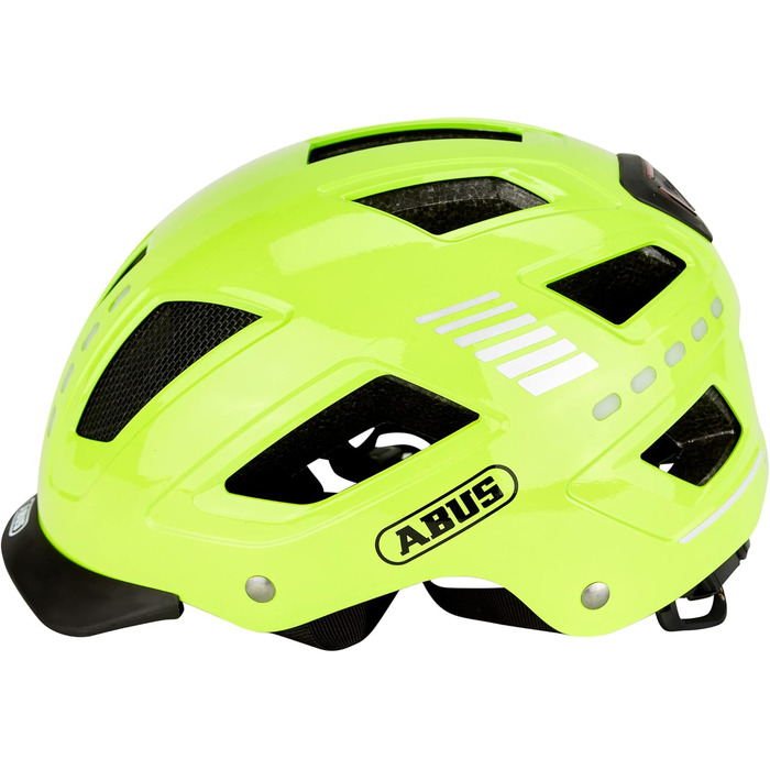 Велошолом ABUS Hyban 2.0 LED з переднім і заднім світлом, жовтий, XL (58-63 см), міцний корпус, для чоловіків і жінок