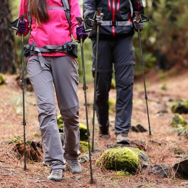 Трекінгові палиці для скандинавської ходьби Nordic Walking, ультралегкі односекційні палиці з гумовими наконечниками для жінок та чоловіків (Чорний, 110/115 см)