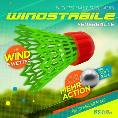 Набір для бадмінтону RS3 Speed 5-ти: 2 ракетки, 5 воланчиків, 1 м'яч, розмітка поля, сумка. Зелений