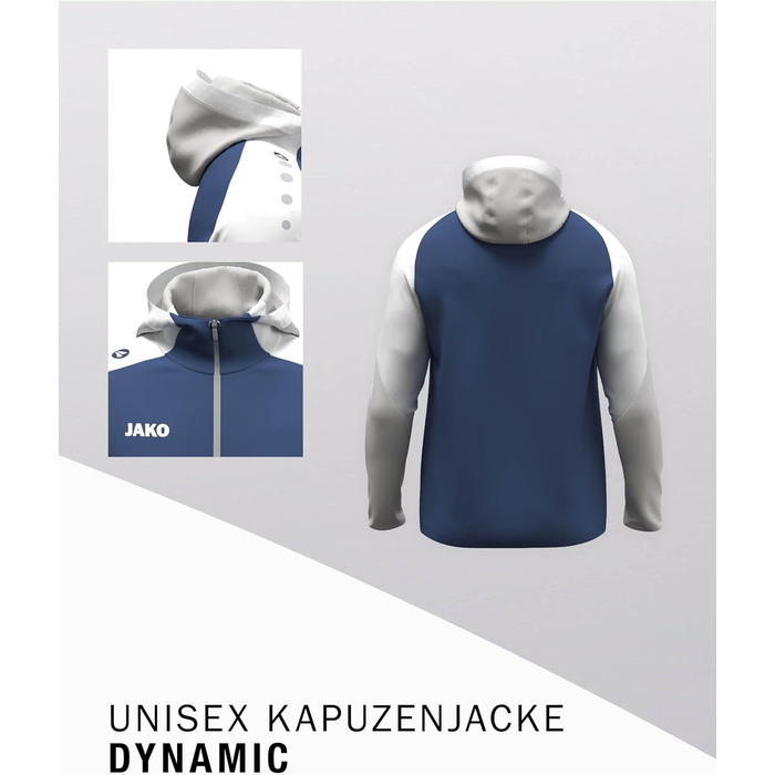 Чоловіча спортивна куртка з капюшоном JAKO Dynamic (3XL, небесно-блакитний/білий/темно-синій)