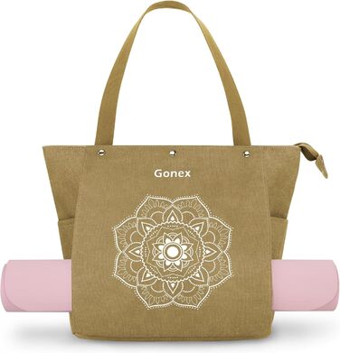 Сумка для йога-мату Gonex, велика (L) Canvas, водонепроникна, для пілатесу, подорожей, тренувань - Хакі