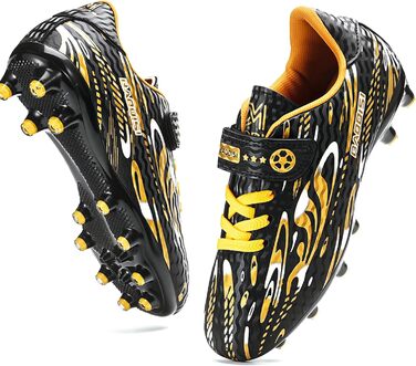 Дитячі футбольні бутси для хлопчиків та дівчаток. Професійні футбольні бутси з шипами для тренувань. Розмір 29 EU, чорний та золотий колір.