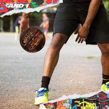 AND1 Chaos Basketball - офіційний розмір 7 (74,9 см), гума, Deep Channel Construction, Streetball, для гри в залі та на вулиці, Meteorit