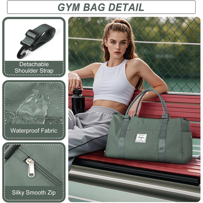 Спортивна сумка HYC00 для жінок та чоловіків: дорожня, для тренувань, з відділенням для мокрого одягу та взуття, армійсько-зелена