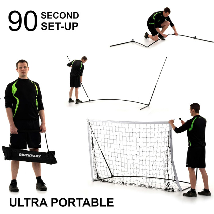 Футбольні ворота QUICKPLAY Kickster Pro 8x5' з базовою вагою для елітного тренування на газоні, твердих покриттях або траві [одне ворота]